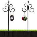2 Packs Bird Feeders Pole with 4 Prongs Base,76 Inch Two Sided Adjustable Shepherds Hook