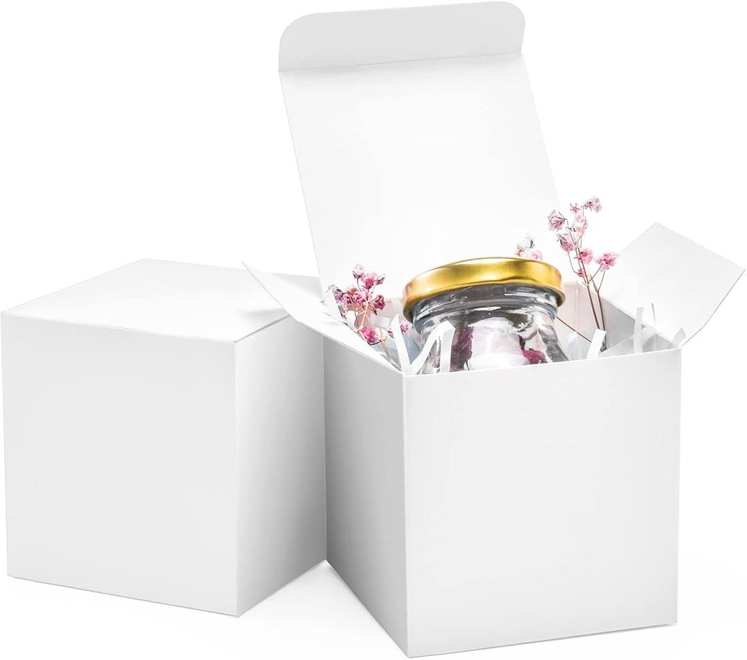 ValBox 3x3x3 White Cube Gift Boxes - 50pcs Recycled Paper Boxes with Lids for Gifts, Crafting, Cupcake & Party Favors (1 count (Pack of 50))