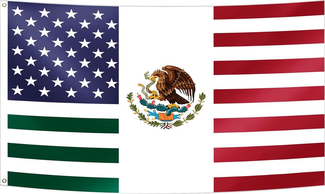 American Mexican Friendship Flag 6x10FT USA Mexico Flag Fade Proof Vivid Color Polyester with Brass Grommets For Indoor Outdoor (B, 6x10FT)