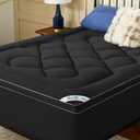 BEDLORE Queen Mattress Topper, Thick Pillow Top Pad for Back Pain Relief, Soft Mattress Cover with Deep Pockets 6-18 inch(Black)