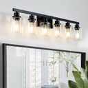 6-Light Black Vanity Lights 38'' Modern Bathroom Vanity Lighting Fixtures Above Mirror? Industrial Matte Bathroom Light Fixtures, Bath Wall Light Fixtures, Black Wall Sconces