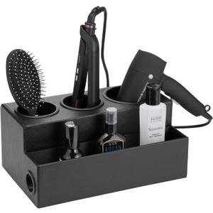 Hair Dryer Holder Hair Tool and Styling Organizer, Bathroom Countertop Blow Dryer Organizer, Vanity Storage Stand for Accessories, Makeup, Toiletries (Black)  MK154C