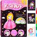 LICSOR Foil Art Crafts Activity for Kids, Craft Gift for Girls Kids Ages 46812, Fun DIY Creative Travel Toys Art Supplies, Unicorn Princess Birthday Gift for Girls 5 6 7 8 9 10 Years Old