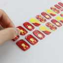 3 x JMEOWIO Gel Nail Stickers Christmas Snowflake Glitter Red Semi Cured Gel Nail Strips Wraps UV/LED Nails Art Design Decoration Accessories