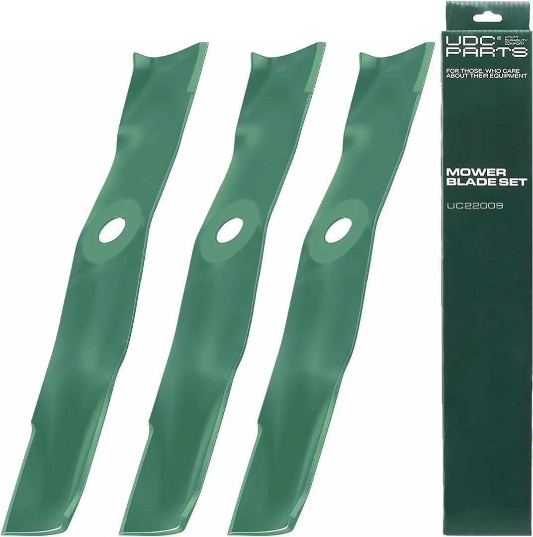 UDC Parts UC22009 Mower Blades Replacement for John Deere 48 Inch 325 335 345 M145476 M127500 M127673 X300 X304 X310 X500 X540 X570 X580 X584 GX255 GX325 GX335 Ztrak ZeroTurn Z325E / 3 Pack High Lift