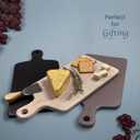 The Fine Living Co. Black Charcuterie Board, Paddle Board with Long Handle, Mango Wood Serving Board, Black Cutting Board, Serving Platter for Meat, Pizza, Food-Grade Wooden Serving Trays, 16x8