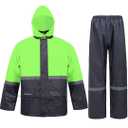 Men's Lightweight Waterproof Rain Suit - Reflective Jacket & Pants with Hood for Outdoor Work, Fishing, Hiking, size Medium