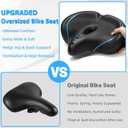 CDYWD Oversized Bike Seat for Men & Women Comfort, Extra Wide Bicycle Seat Cushion, Comfortable Soft Padded, Large Replacement Saddle for Peloton, Stationary Exercise Bike, Cruiser, City Bike, Ebike