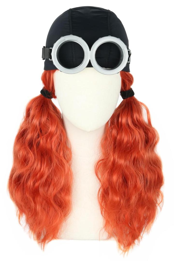 Topcosplay Fox Red Costume Wig Hat and Goggles Accessories Halloween Cosplay Party Wig