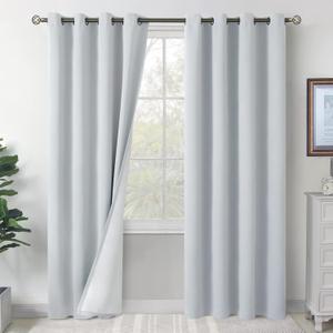 BGment Blackout Curtains for Bedroom 84 Inch Length 2 Panels Set, Thermal Insulated Bedroom Curtains Soundproof Room Darkening Window Curtain Drapes, Each Grommet Curtains 52 Inch Wide, Greyish White