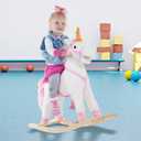 Happy Trails Unicorn Rocking Horse, White/Pink, 28.5” x 11” x 30”