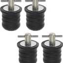 4 Pcs Boat Plug Snap Plugs T Handle Boat Drain Plug Rubber Plugs with Brass/Stainless Steel Handle Marine Twist Plug Boat Accessories (Stainless Steel, 1.25 Inch)