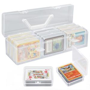 Trading Card Storage Box with 9 Individual Card Cases, Large Capacity Card Game Organizer for Top Loaders, MTG, Pokemon, Board Game & Playing Cards, Clear Plastic Card Storage Case with Insert Boxes