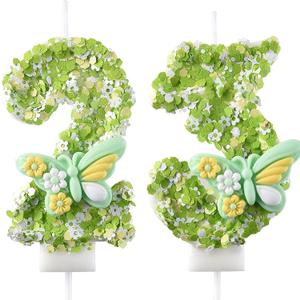 23 & 32 Birthday Candle, 23rd & 32nd Cake Candles, Number 23 & 32 Birthday Candles for Cake Topper Decoration, Green