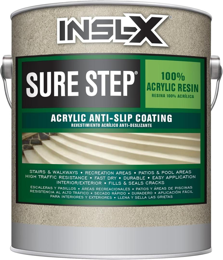 INSL-X Sure Step Acrylic Anti-Slip Paint, White, 1 Gallon (Pack of 1), 128 Fl Oz