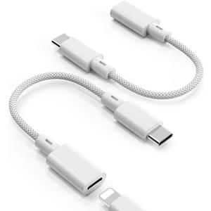 Lightning to USB C Adapter (2 Pack), Fast Charging & Data Transfer, USB C Charger Connector Cable for iPhone 17/16/15, iPad Pro/Air, Samsung,Pixel-(Not for Headphone/OTG)