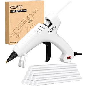 Full Size Hot Glue Gun with 10 Sticks, Heavy Duty Glue Gun with 80W Super Power, Anti-scald Nozzle and Easy Squeeze Trigger, Perfect for Crafting, DIY and Repairs - White