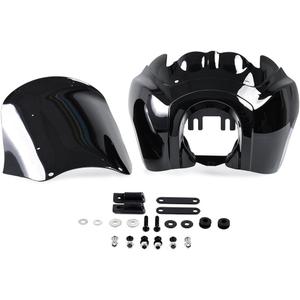 Headlight Fairing Cover with 15'' Gloss Black Windshield Fits For Harley Dyna, Super Glide T-Sport FXDXT, FXR