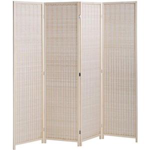 FDW Bamboo Room Divider Folding Privacy Wooden Screen 4 Panel 72 Inches High 17.7 Inches Wide Room Divider for Bedroom Office Study, Natural