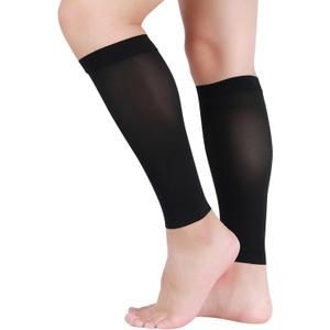 Lin Performance Medical Calf Compression Sleeve for Women and Men Lightweight Footless Socks for Nurses, Pregnant, Travel and Flight, Varicose Veins, Post Surgery Recovery, Edema (Medium, Black/20-30mmhg)