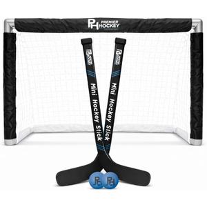 Premier Sports  Knee Hockey Set  Complete 2-Player Indoor Kit with (1) Mini Goal, (2) Mini Sticks, and (2) Foam Balls