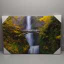 Multnomah Falls in River Gorge Oregon during fall season Wall Art Landscape Poster Picture Decor Canvas Framed Painting Large Size Artwork for Living Room Home Hanging  2 x 3 Ft