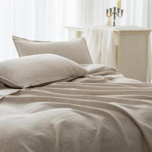 EVERLY Linen Sheets Set King Size,100% French Stonewash Pure Linen Bed Sheets,4Pieces (1Flat Sheet,1Fitted Sheet,2Pillowcase) Suitable for Hot Sleepers,Not Dyed Deep Pocket Natural Bedding Set