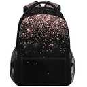 Pfrewn Rose Gold Black Glitter Backpacks for Girls, Teens, Women, School Bookbags Backpack for Kids, Students, Black Pink