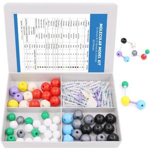 Swpeet 92 Pcs Chemistry Molecular Model Student and Teacher Set, Molecular Model Set for Inorganic & Organic Chemistry - 52 Atoms & 37 Bonds & 3 Orbitals
