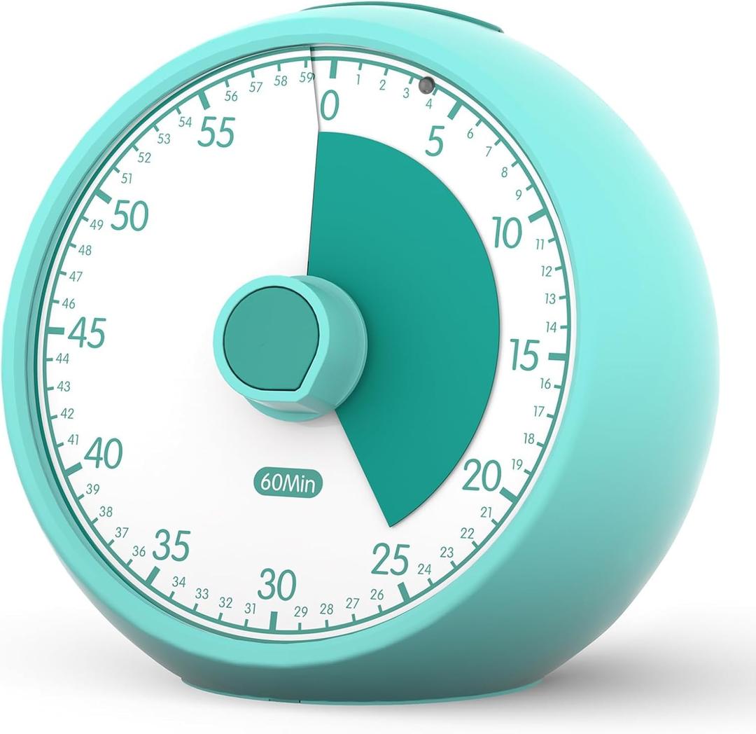 Conchstar Visual Timer for Kids 60-Minute - Countdown Timer with Optional Alarm, Focus Tool for ADHD & Autism, Time Management for Homework, Chores, Office, Kitchen, Teaching & Study Routines (Green)