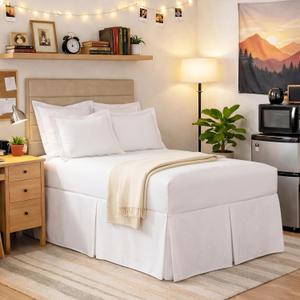 Space Maker Extra-Long 21" Drop Length Bed Skirt, Queen, White