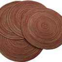 WAZAIGUR Red-APlacemats,Round Placemats for Dining Table Set of 4 Woven Heat Resistant Non-Slip Kitchen Table Mats Diameter 14 Inch(Wine)