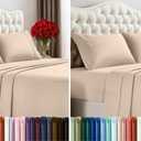 Utopia Bedding Full Sheet Set  4 Piece Bed Sheets for Full Size Bed, Soft and Breathable Microfiber, Includes 1 Fitted Sheet, 1 Flat Sheet and 2 Pillowcases (Beige) (Pack of 2)