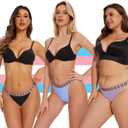 3 Pack-Tucking Thongs Gaff Panties for Transgender Women MTF, Comfy, Flatten Hidden (US, Alpha, X-Large, Regular, Regular, Black/Purple/Light Blue)