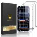 UNBREAKcable for iPhone 17 Pro Screen Protector, 3-Pack Full Coverage Tempered Glass [Military Grade Shatterproof] [9H Hardness] [Easy Installation] [Bubble Free] [99.99% HD Clear] for iPhone 17 Pro