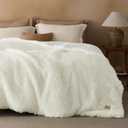 Bedsure Faux Fur White King Blanket, Fluffy Soft Shaggy Reversible Throw | Warm Blanket for Couch Bed, Gifts for Women, Cozy Plush Fleece Throw for Room Decor, 108x90 Inches