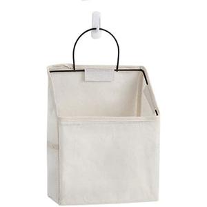Fantasyon Wall Hanging Storage Bag, Waterproof Over The Door Closet Organizer Hanging Pocket Linen Cotton Organizer Box Containers for Bedroom, Bathroom (White) (1-Pack)