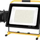 300W LED Work Light, 30000LM Super Bright Flood Light, IP66 Waterproof, 16ft/5m Cord with Plug & Switch, 6500K, Adjustable for Workshop, Garage, Construction Site