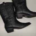 DREAM PAIRS Women's Cowboy Boots Pull On Cowgirl Boots Mid Calf Western Boots, In Regular and Wide Calf (9.5, Black)