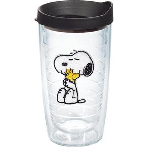 Tervis Peanuts - Felt Tumbler with Emblem and Black Lid 16oz, Clear