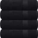 GLAMBURG Premium Cotton 4 Pack Bath Towel Set - 100% Pure Cotton - 4 Bath Towels 27x54 - Ideal for Everyday use - Ultra Soft & Highly Absorbent - Black (4 Pack Bath Towels)