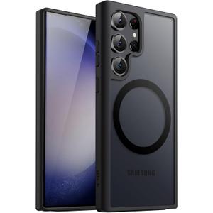 JETech Magnetic Case for Samsung Galaxy S23 Ultra 5G 6.8-Inch, Compatible with MagSafe, Translucent Matte Back Shockproof Phone Cover (Black)