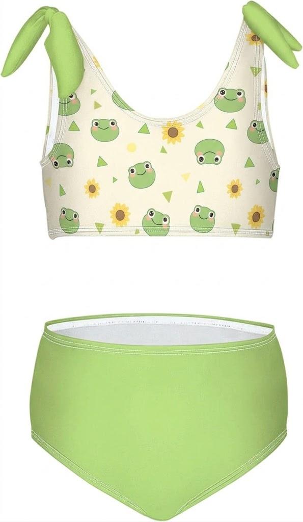 Girls Tankini Swimsuit Bathing Suit Two Piece Bikini Summer Beach Swimwear with Adjustable Strap 6-5T  (Green)