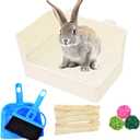 Hamiledyi Litter Box Rabbit Litterbox Small Rabbit Corner Trainer Potty Plastic Guinea Pig Toilet Training Box for Cage (White)