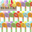 Maxdot 24 Set Science Party Favors with 24 Pcs Candy Tubes Wooden Test Tube Holder Cards Science Birthday Decorations Candy Party Favors Lab Plastic Test Tubes with Caps