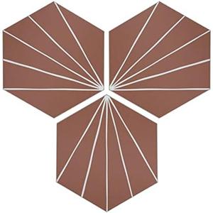 INNO STICKERS 45-Sheet Peel and Stick Backsplash Tile Sticker, 6" x 7" Orange Art Deco Hexagon Flower Vintage Self-Adhesive Wall Tile for Kitchen Bathroom Shower Living Room, Cover 10 Sq. Ft., Terracota