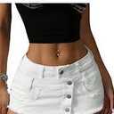 Floerns Women's Raw Hem Jean Skirt Low Waist Button Front Y2k Denim Mini Skirts White 26