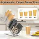 Acrylic Cup and Lid Holder with Straw Organizer, Adjustable Coffee Cup Holder Organizer, 5 Compartment Cup Dispenser for Disposable Paper & Plastic Cups, for Station Home Countertop (Patent in Effect)