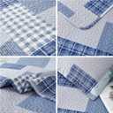 Green Essen Plaid Quilt King Size Blue White Lightweight Patchwork Bedspread Soft Breathable Check Quilts Gingham Bedding Checker Pattern Coverlet Bed Cover Set Geometric Home Decor