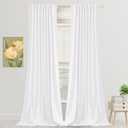 SNITIE White 96 in Long Velvet Curtains with Back Tab and Rod Pocket Thermal Insulated Soft Privacy Light Filtering Velvet Drapes for Bedroom and Living Room, Set of 2 Panels, 52 x 96 Inches Long